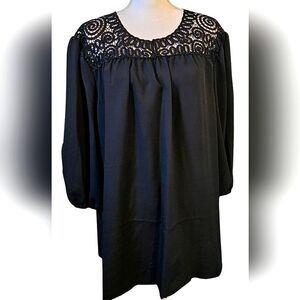 SLIM FACTOR BY INVESTMENTS TUNIC BLOUSE SZ XL BLACK